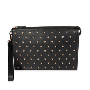 Larve BNWT Versace Black Vitello Medusa Studded Pouch